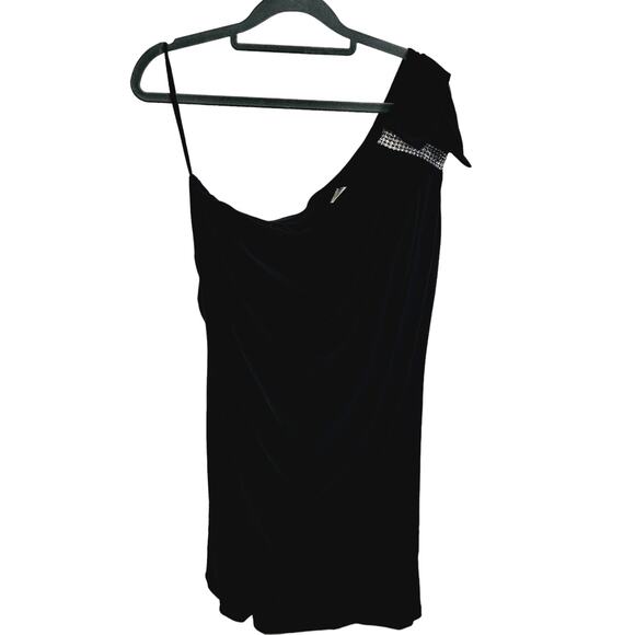Eureka Dresses & Skirts - Eureka Women's 2X One Shoulder Ruffled Strap Mini Dress Black Glam Semi Formal